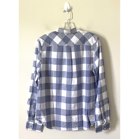 UNTUCKit Plaid Button Down Collared Blouse Shirt Navy Blue White Size 16 NEW - Picture 2 of 9